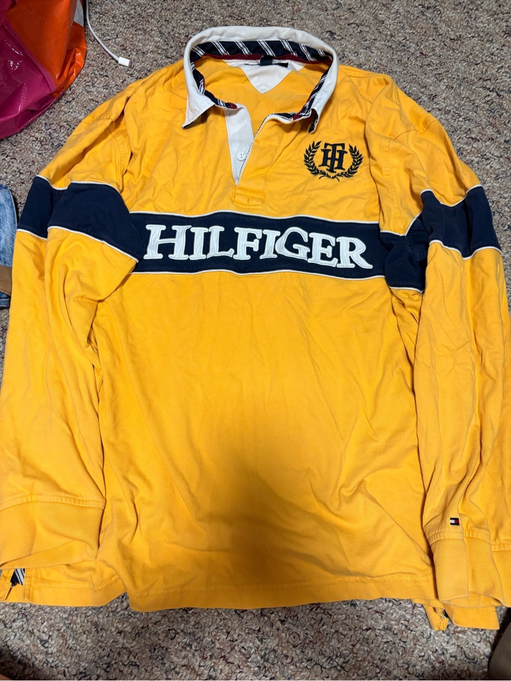 Tommy Hilfiger Bright Yellow Polo with Navy Trim